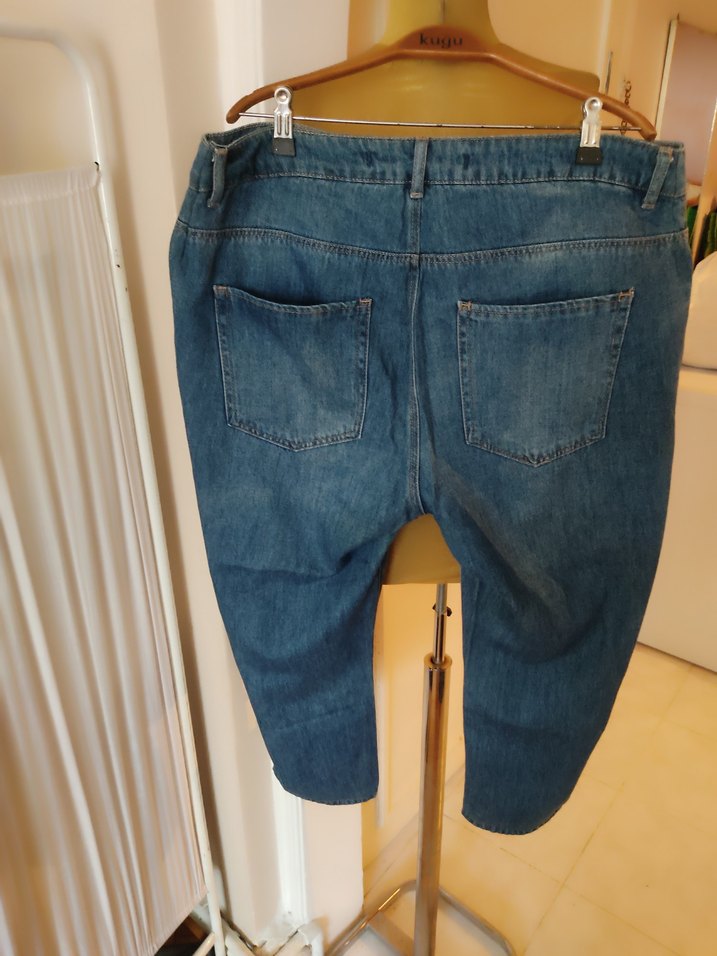 Mavi Rahat Kesim Midi Boy Kadın Kot Pantolon - Görsel 3
