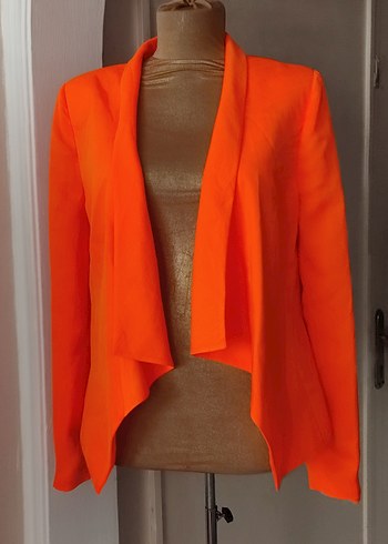 Turuncu Kadın Midi Drapeli Blazer