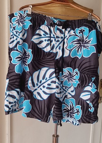 Erkek Mavi Desenli Mini Plaj Şortu - Görsel 2