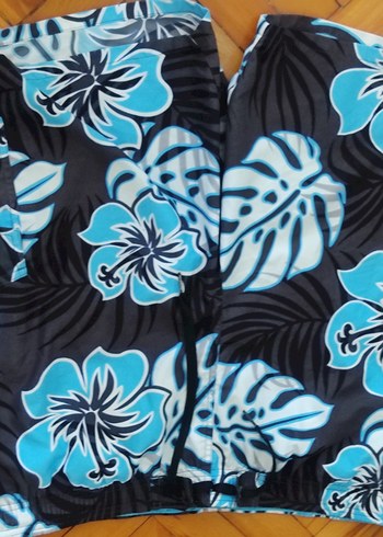 Erkek Mavi Desenli Mini Plaj Şortu - Görsel 11