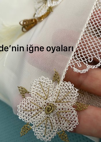 İğne oyası İşlemeli Beyaz Bohem Kadın Fuları