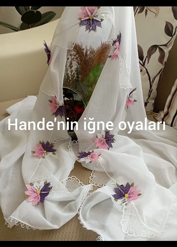  Beden Dantel İşlemeli Beyaz Bohem Kadın Fuları