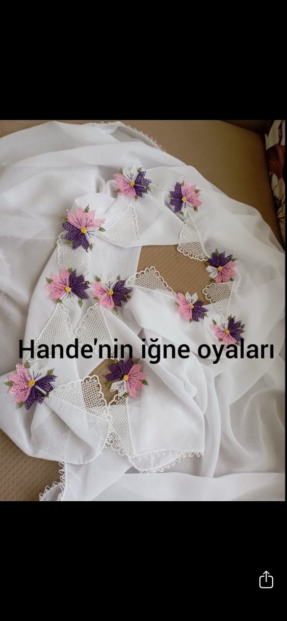 Dantel İşlemeli Beyaz Bohem Kadın Fuları - Görsel 4