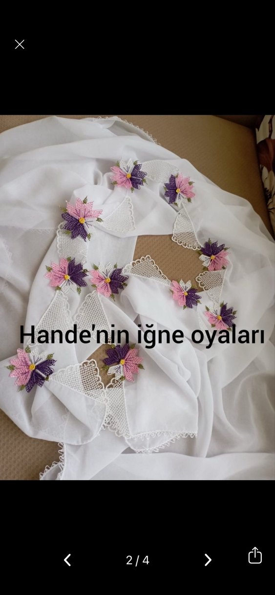 Dantel İşlemeli Beyaz Bohem Kadın Fuları - Görsel 3