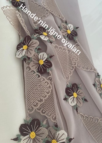 Bej Dantel İşlemeli Bohem Kadın Şal