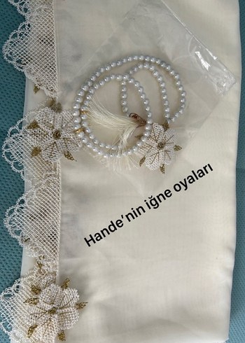 Dantel İşlemeli Beyaz Kadın Triko Eşarp - Görsel 4