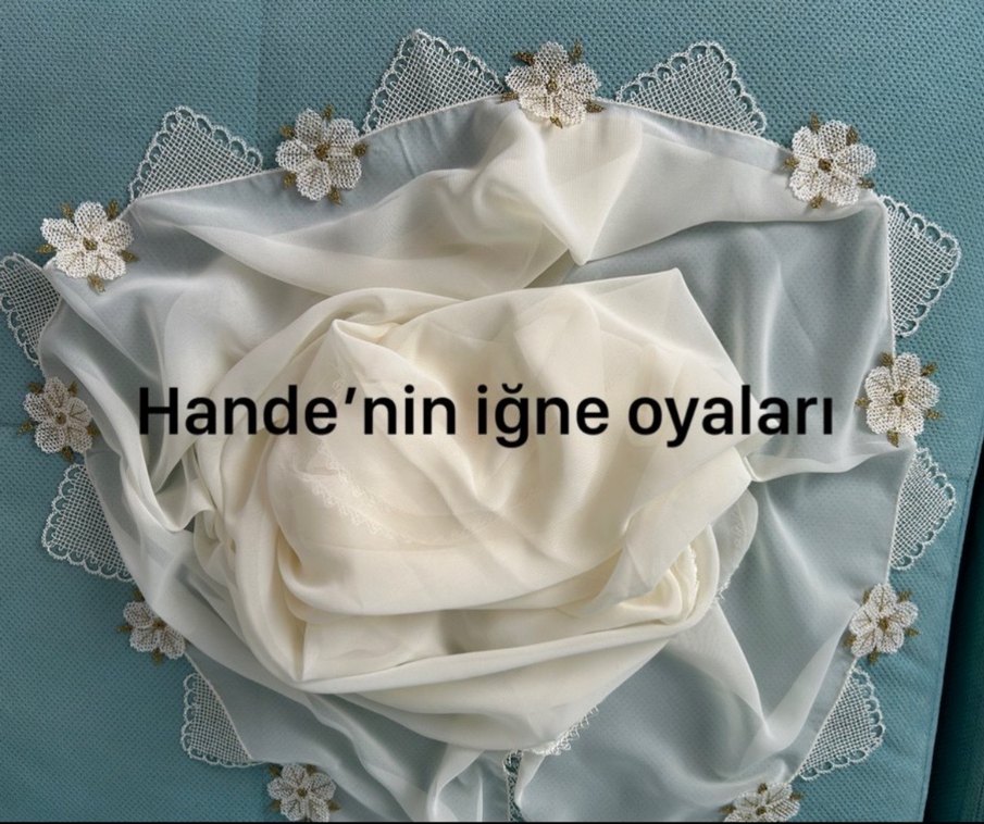 Dantel İşlemeli Beyaz Kadın Triko Eşarp - Görsel 2