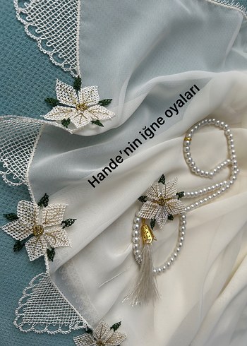 Dantel İşlemeli Beyaz Kadın Şal - Görsel 5