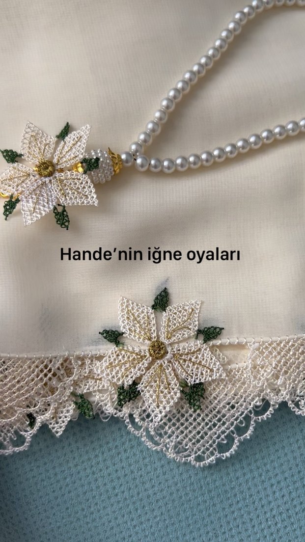 Dantel İşlemeli Beyaz Kadın Şal - Görsel 4