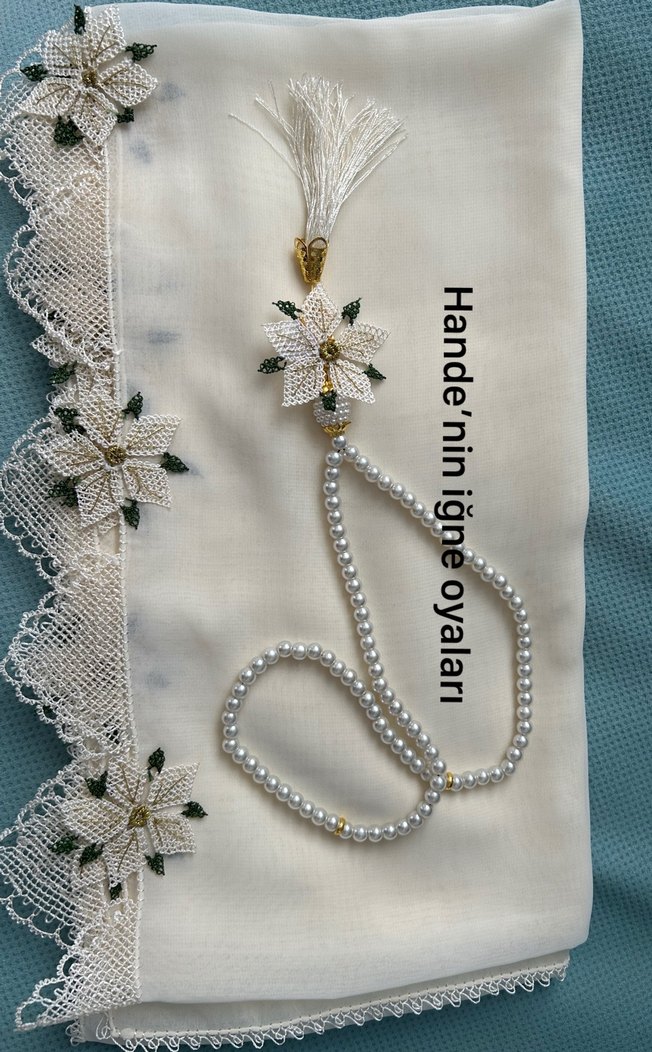 Dantel İşlemeli Beyaz Kadın Şal - Görsel 3