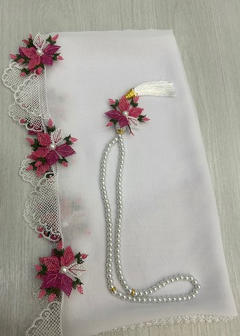 Pembe Dantel İşlemeli Bohem Kadın Şal - Görsel 3