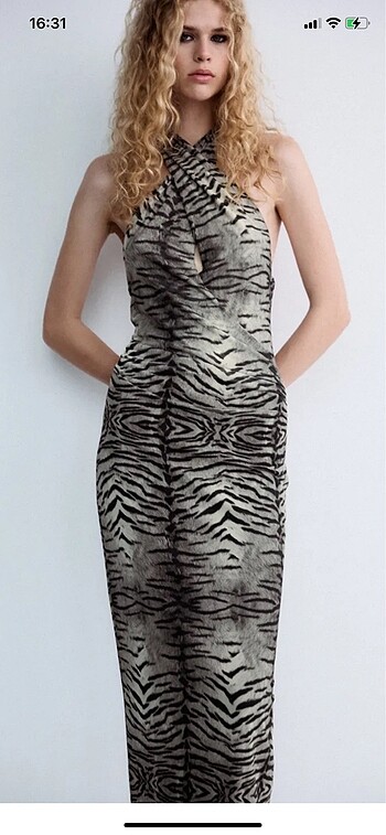Zara zebra desenli elbise