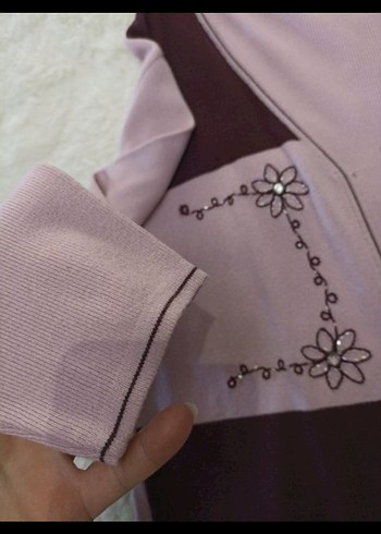 m Beden Bordo Nakışlı V Yaka Kadın Hırka