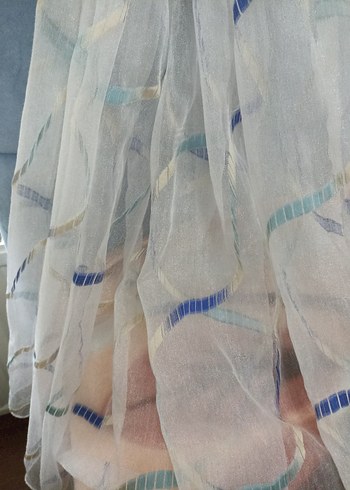 Mavi Bağlama Desenli Modern Tül Perde - Görsel 5