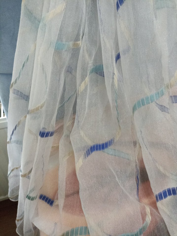 Mavi Bağlama Desenli Modern Tül Perde - Görsel 5