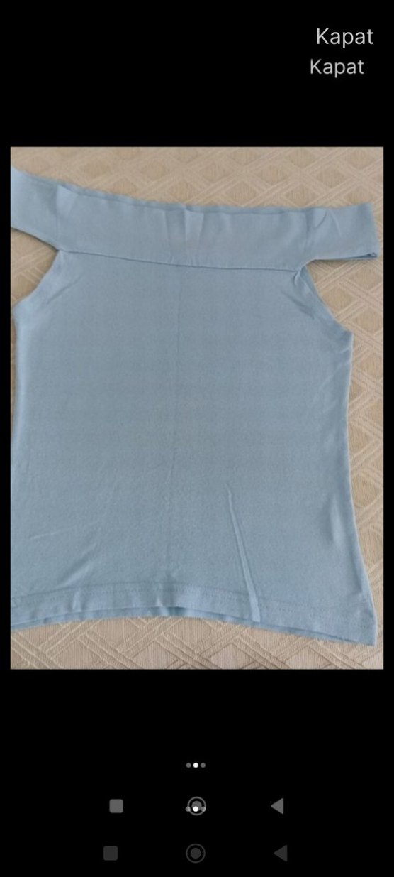 Mavi Kayık Yaka Tişört - Görsel 2