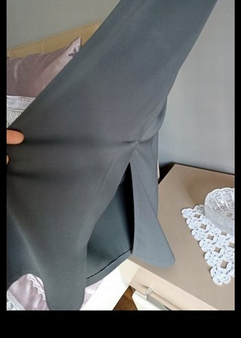 Gri Kadın Uzun Drapeli Etek - Görsel 2