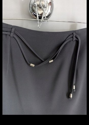 Gri Kadın Uzun Drapeli Etek - Görsel 3