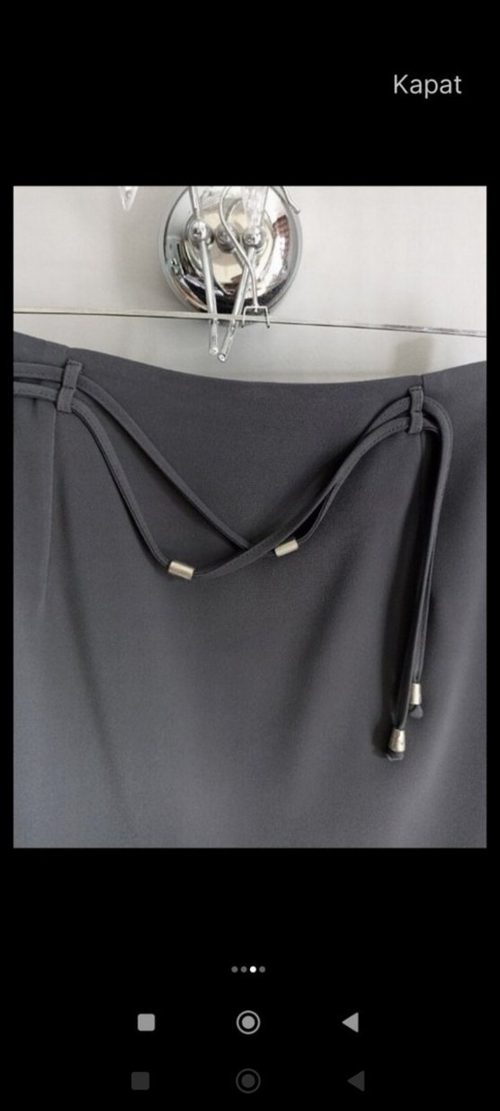 Gri Kadın Uzun Drapeli Etek - Görsel 3