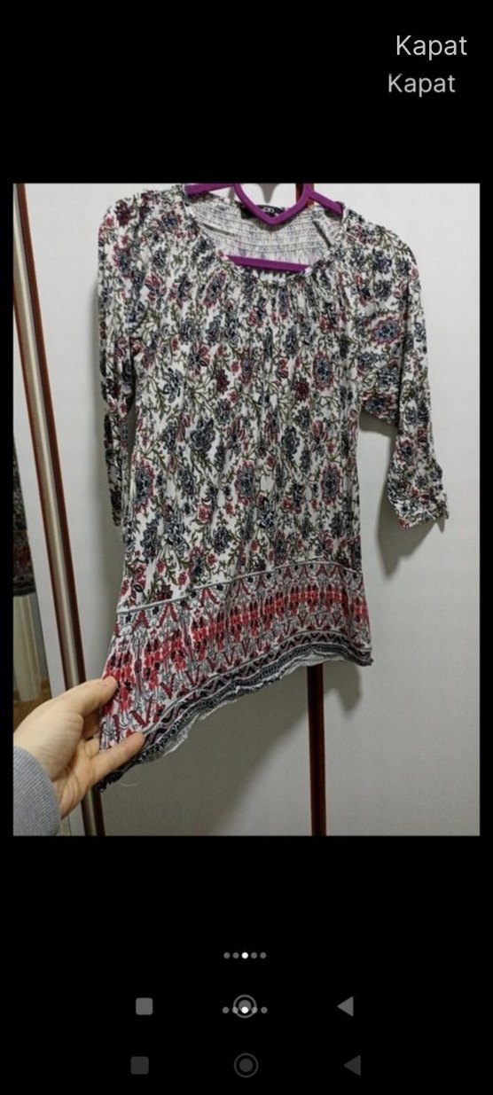 Bohem Gri Çok Renkli Uzun Kollu Bluz - Görsel 3