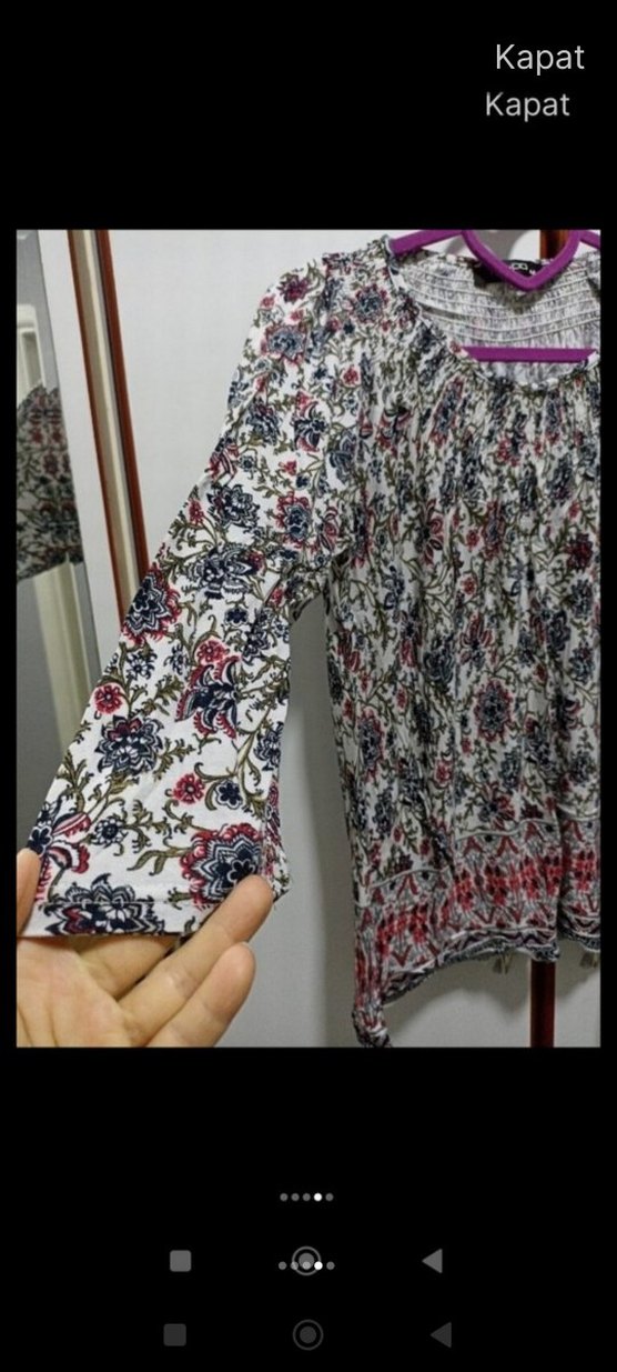 Bohem Gri Çok Renkli Uzun Kollu Bluz - Görsel 4