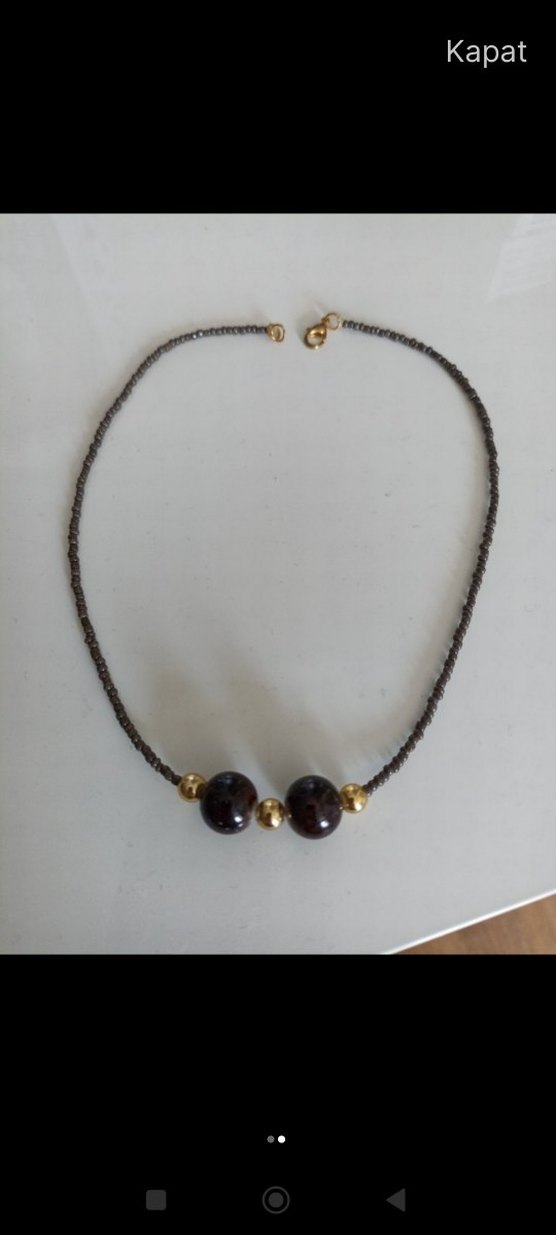 Kahverengi Boncuklu Midi Kolye - Görsel 2