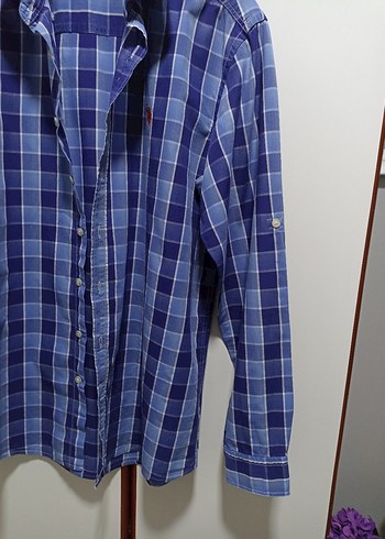 Mavi Pamuklu Uzun Kollu Erkek Gömlek - Görsel 4