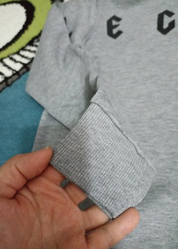 s Beden gri Renk Gri Erkek Sweatshirt Uzun Kollu Baskılı