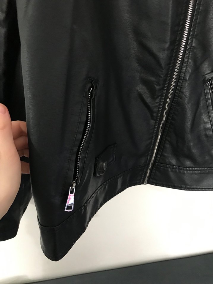 Siyah Deri Biker Ceket Kadın - Görsel 3