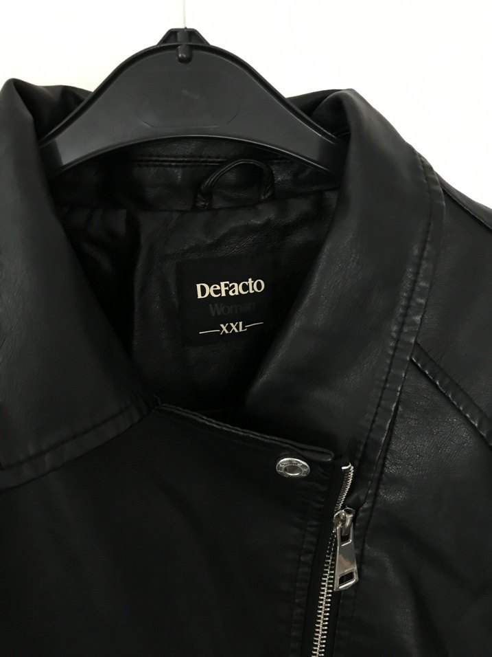 Siyah Deri Biker Ceket Kadın - Görsel 2