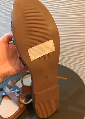 Kahverengi Yılan Desenli Sandalet - Görsel 3