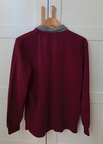 Ds Damat Bordo Gri Yakalı Pamuklu Erkek Kazak - Görsel 4