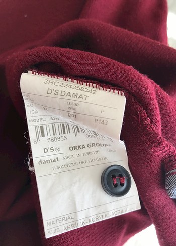 Ds Damat Bordo Gri Yakalı Pamuklu Erkek Kazak - Görsel 5