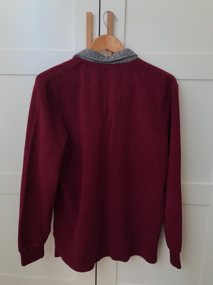 Ds Damat Bordo Gri Yakalı Pamuklu Erkek Kazak - Görsel 4