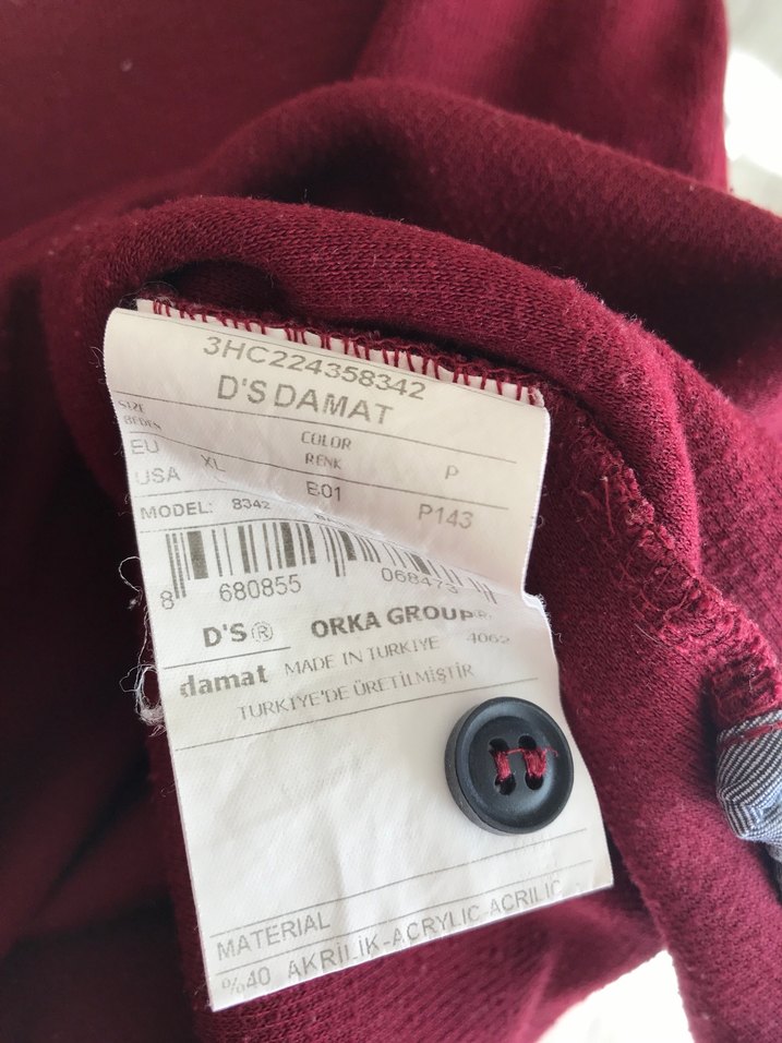 Ds Damat Bordo Gri Yakalı Pamuklu Erkek Kazak - Görsel 5