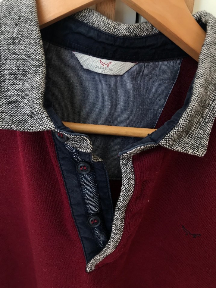 Ds Damat Bordo Gri Yakalı Pamuklu Erkek Kazak - Görsel 2