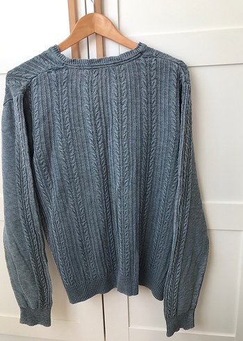 Erkek Vintage Gri Örgü Triko Kazak - Görsel 4