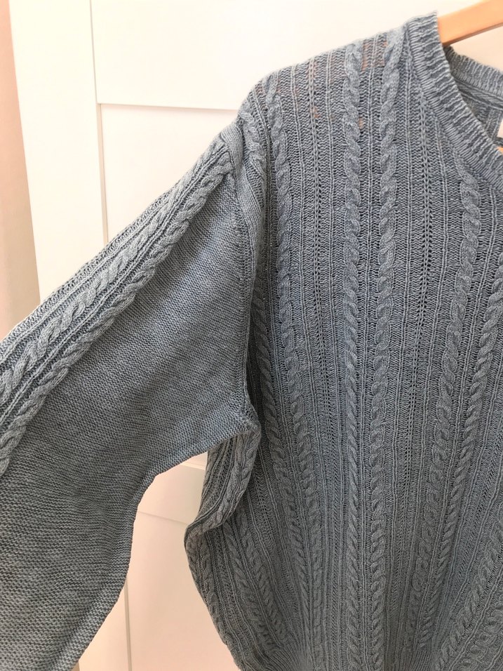 Erkek Vintage Gri Örgü Triko Kazak - Görsel 3