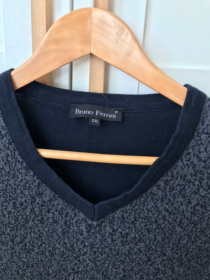 V Yaka Gri Erkek Triko Kazak - Görsel 2