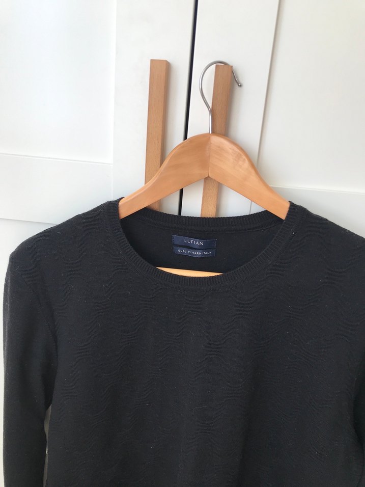 Siyah Erkek  Örgü Uzun Kollu Kazak - Görsel 2