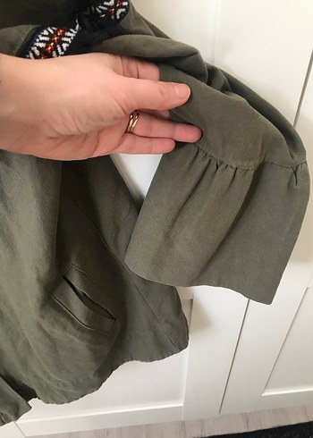 Nakış Detaylı Kadın Haki Ceket - Görsel 4