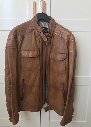 Derimod Hakiki Deri Kahverengi  Biker Ceket - Görsel 2