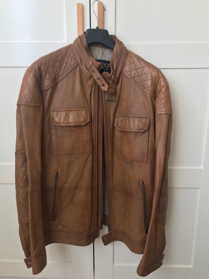 Derimod Hakiki Deri Kahverengi  Biker Ceket - Görsel 2