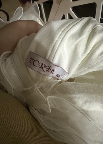 Beyaz madonna yaka Uzun A Kesim beyaz elbise - Görsel 10