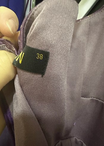 Parlak Mor Uzun Askılı Gece Elbisesi - Görsel 7