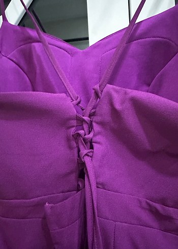 Mor Uzun Askılı Abiye Elbise - Görsel 6