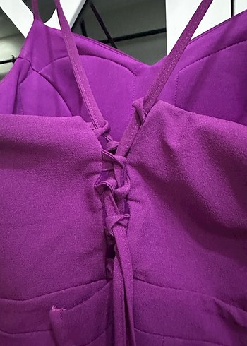 Mor Uzun Askılı Abiye Elbise - Görsel 7