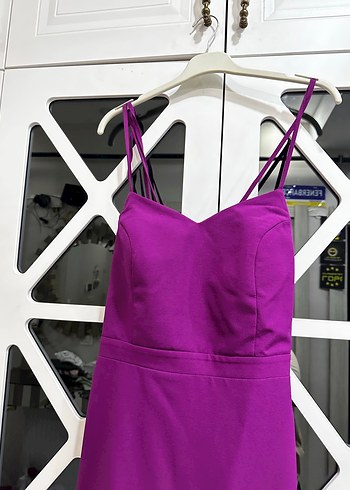 Mor Uzun Askılı Abiye Elbise - Görsel 4