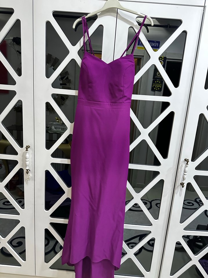 Mor Uzun Askılı Abiye Elbise - Görsel 3