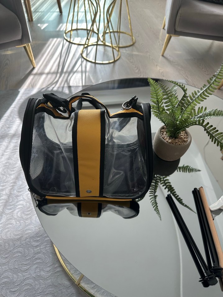 Kahverengi Şeffaf kuş Taşıma Çantası - Görsel 4